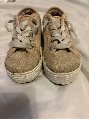 Roxy Kids Glitter Lace-Up Sneakers - Gold Sparkle